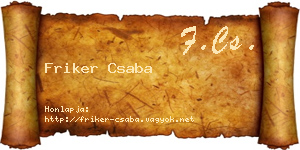 Friker Csaba névjegykártya